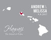Hawaii Wedding Map Print // ANY State or City