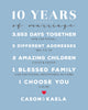 10 Year Wedding Anniversary Print