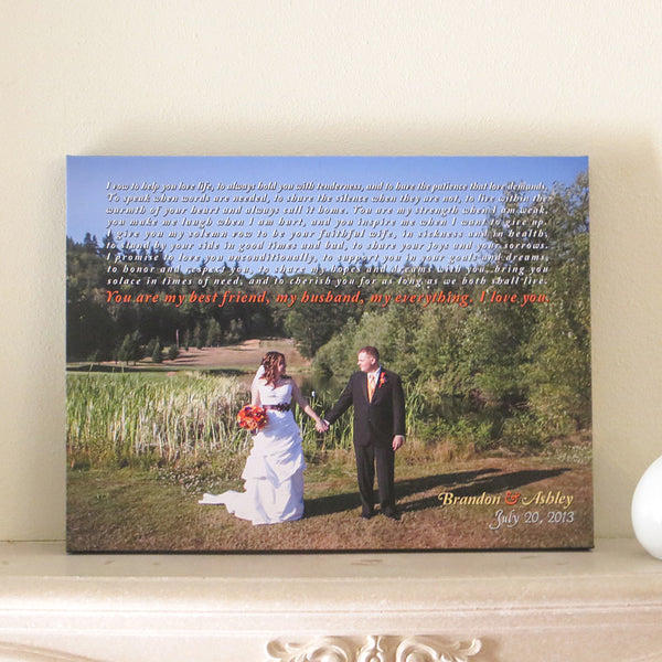 Wedding Vows Anniversary Canvas // Couple's Wedding Photo