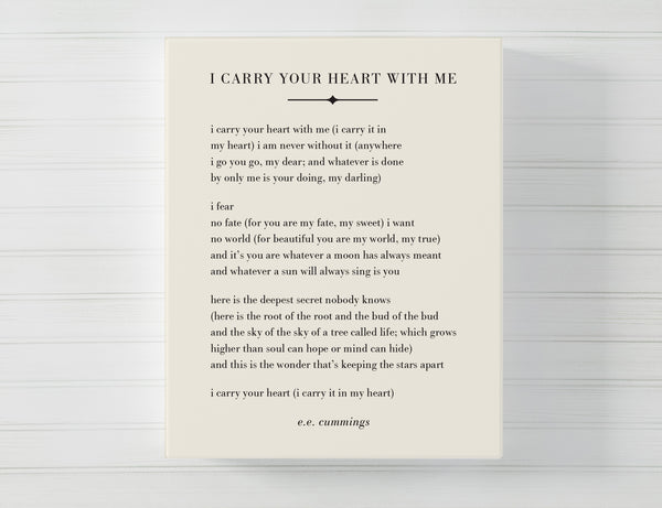 I Carry Your Heart With Me Art Print // Love Poem – Papermints for I Carry Your Heart Free Printable