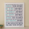 Mother Teresa Quote Print // Do It Anyway