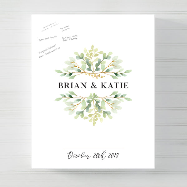 Rustic Leaves Wedding Guest Book Alternative // Guestbook Poster or Canvas