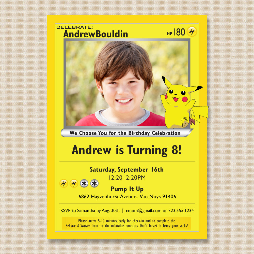 Pokemon Style Birthday Invitation