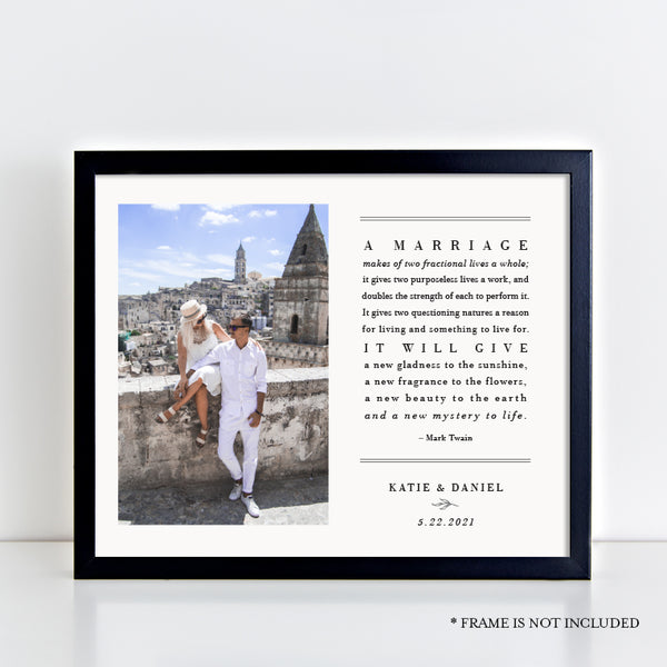 Personalized A Marriage Poem with Photo //  Mark Twain Poem