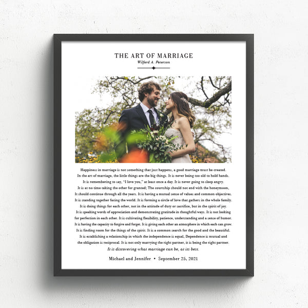 The Art of Marriage Poem with Photo //  Wedding Photo Gift