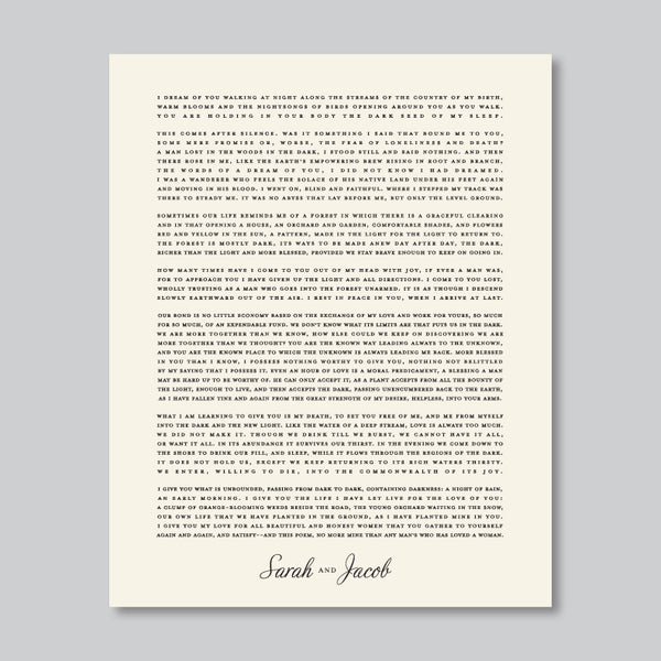 Custom Quote, Poem, or Vows // Serif Caps with Couple's Names