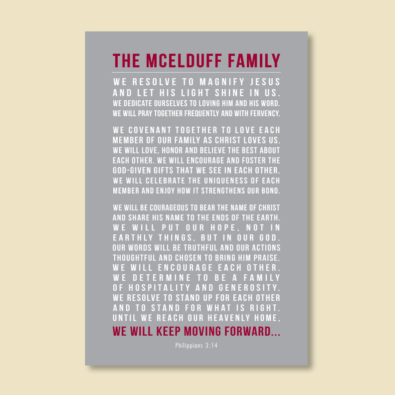 Personalized Family Mission Statement Print // Christian