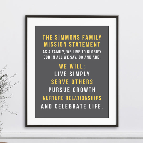 Custom Family Mission Statement  // Centered Text