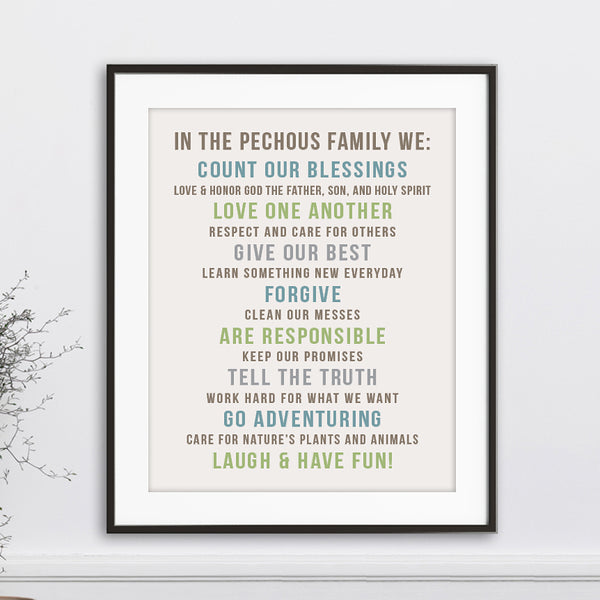 Custom Family Rules Wall Art // Bold Centered Text