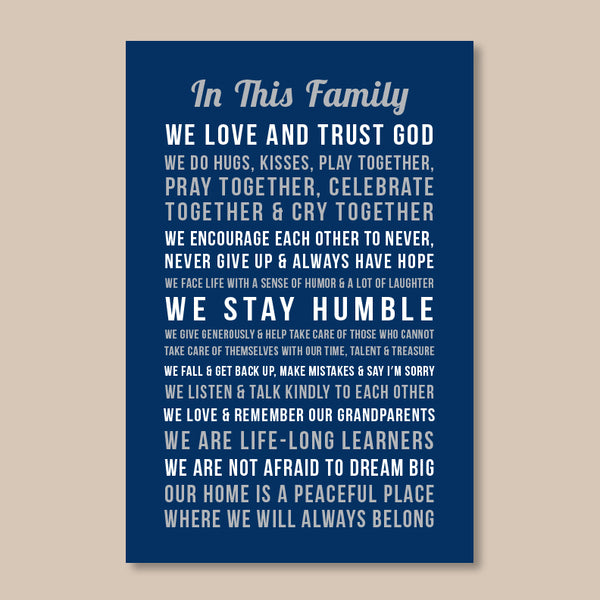 Personalized Family Rules Wall Art // In this Family