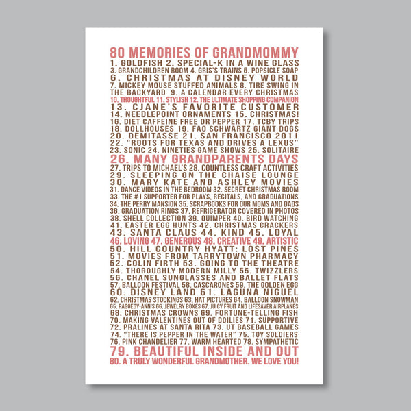 Favorite Memories Print // Family & Friends Memories List