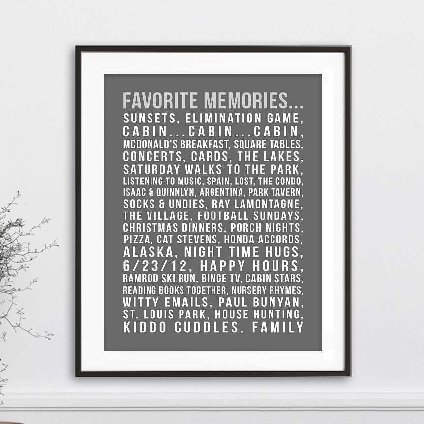Custom Favorite Memories Print // Words & Sayings