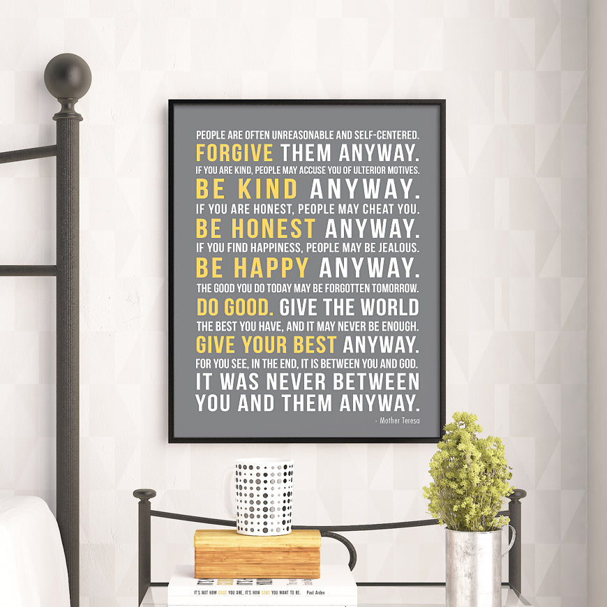 Mother Teresa Quote Print // Do It Anyway