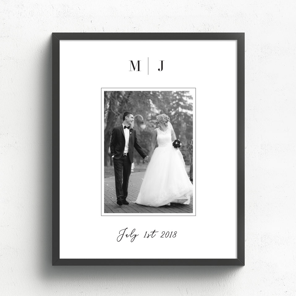 Couple's Monogram Initials with Photo // 1st Anniversary Gift