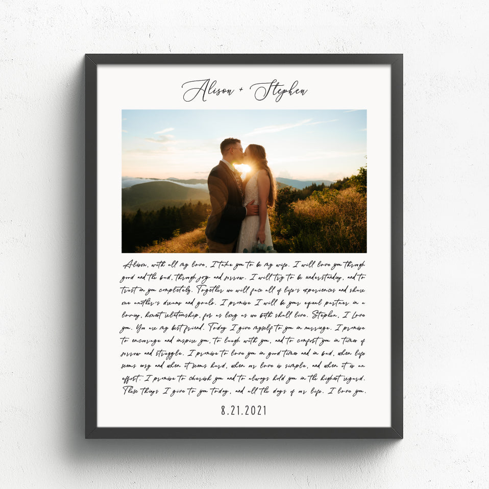 Custom Wedding Vows Print //  First Anniversary Gift