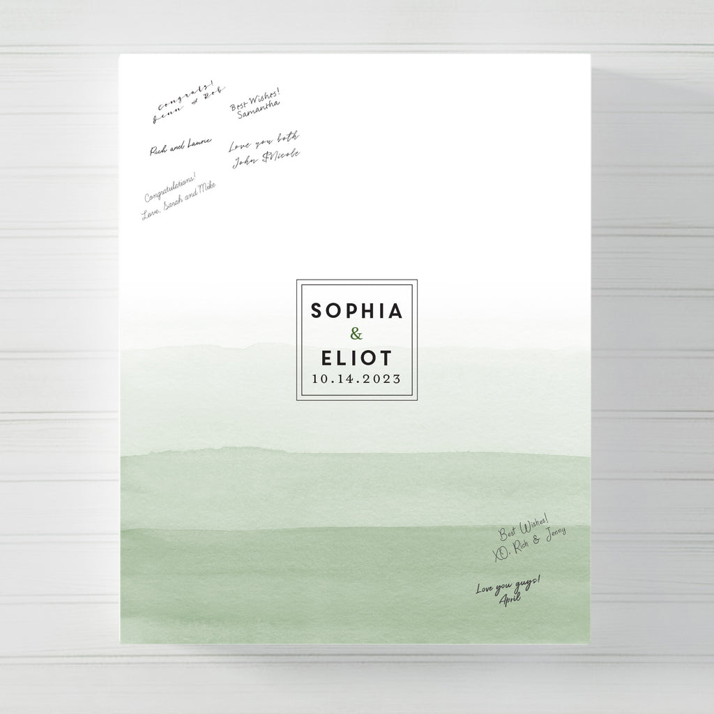 Green Wedding GuestBook Alternative // Green Ombre Watercolor