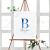 Monogram Navy Watercolor Wedding GuestBook Alternative // Poster or Canvas