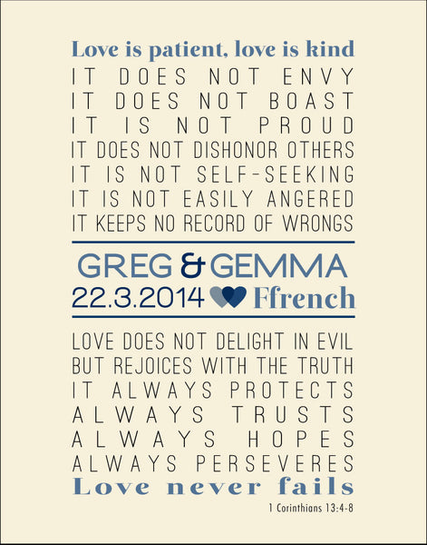Personalized Love is Patient Print // 1 Corinthians 13 – Papermints