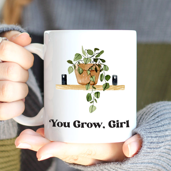 You Grow Girl Plant Mug // Retro Plant Mug