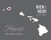 Hawaii Wedding Map Print // ANY State or City
