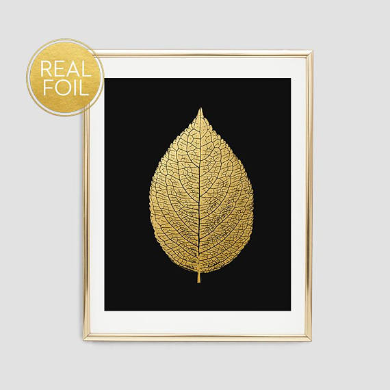 Gold Foil Leaf Art Print // Real Gold Foil F14