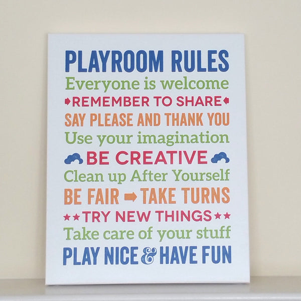 Playroom Rules Canvas Art // Kids Room Decor