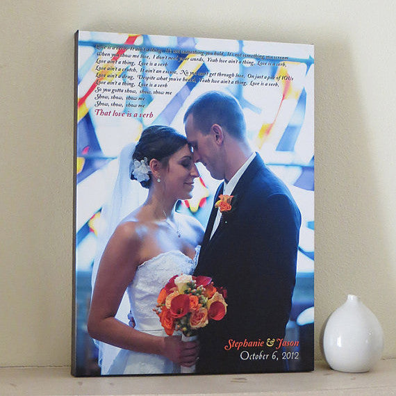Wedding Anniversary Photo Canvas // Custom Song or Vows