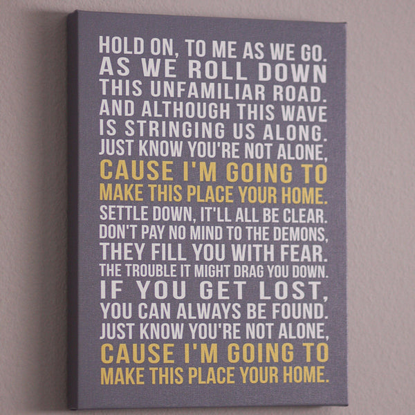 Typographic Canvas Art // Song Lyrics or Quote