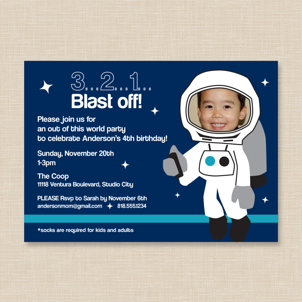 Astronaut Space Birthday Invitation