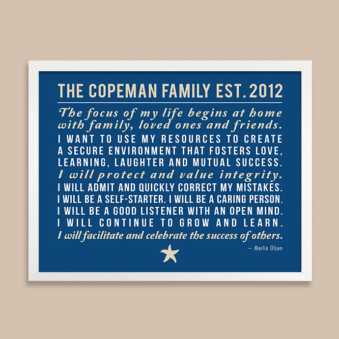 Personalized Family Rules Print // Mission Statement