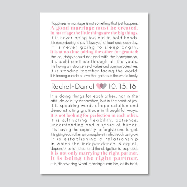 The Art of Marriage // Personalized Wedding Print