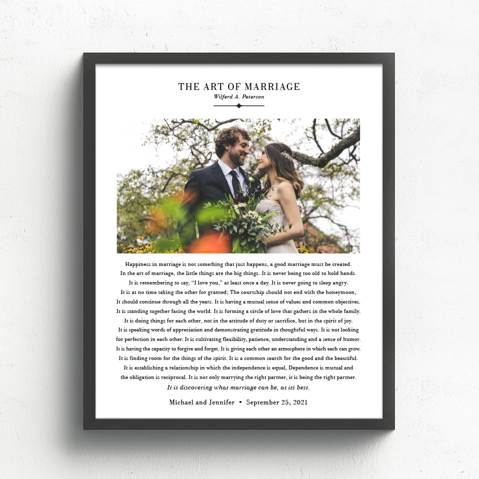 The Art of Marriage Poem with Photo //  Wedding Photo Gift