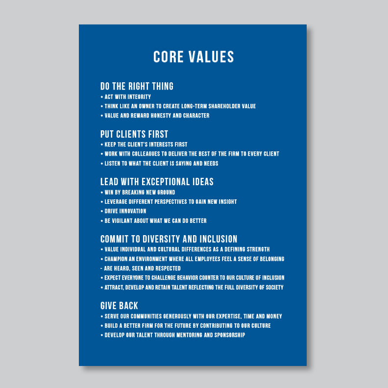 Company Core Value Sign // Business Mission Statement