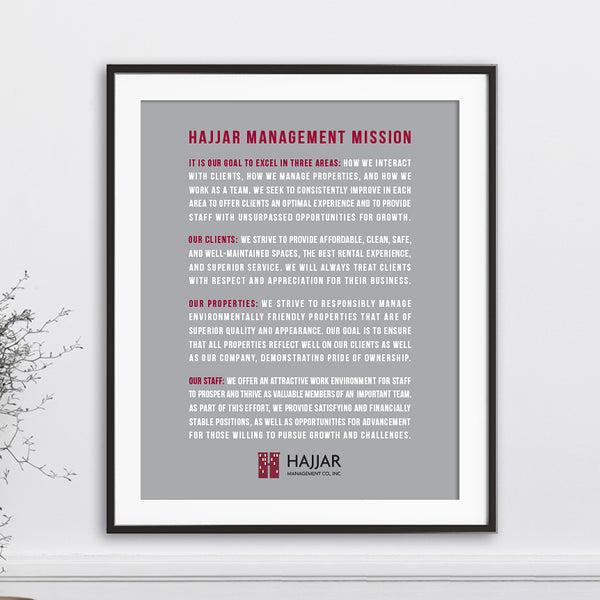 Company Core Value Sign // Business Mission Statement