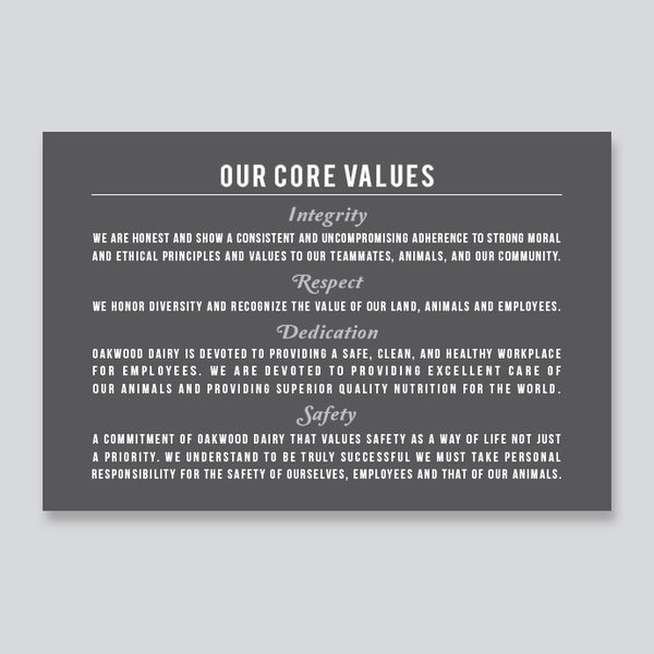 Company Core Value Sign // Business Mission Statement