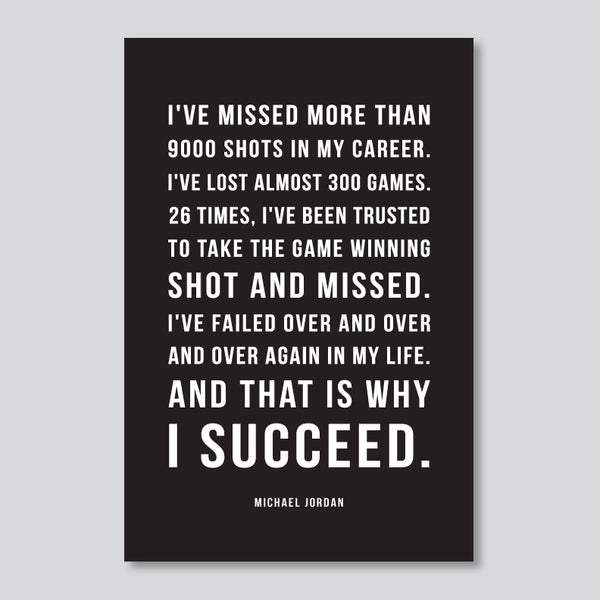 Succeed Motivational Art Print // Michael Jordan Quote