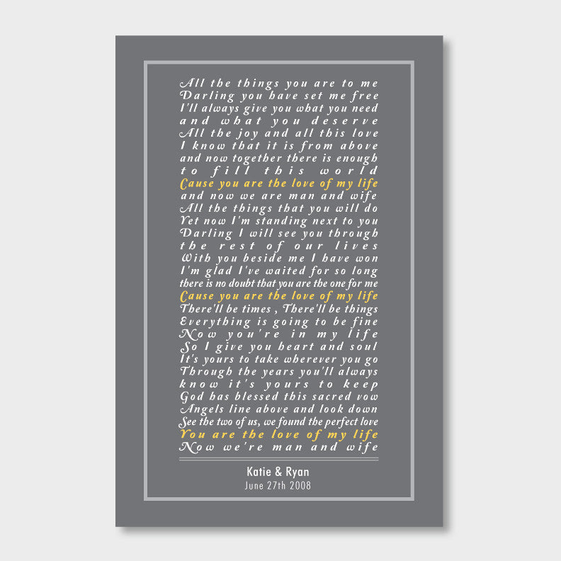 Custom Quote or Message for Anniversary // Cursive Font with Border