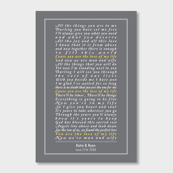 Custom Quote or Message for Anniversary // Cursive Font with Border