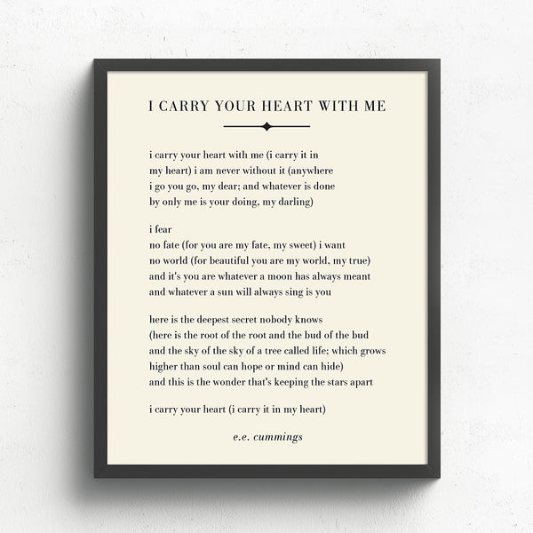I Carry Your Heart With Me Art Print // Love Poem