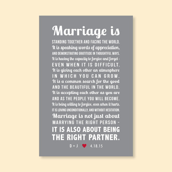 Marriage Is... Wedding Poem Print // Personalized Initials & Date