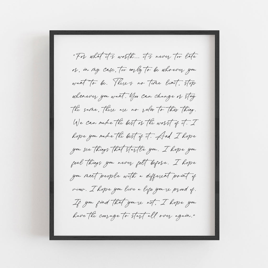 Custom Quote Calligraphy Print // Quote, Song Lyrics, Poem