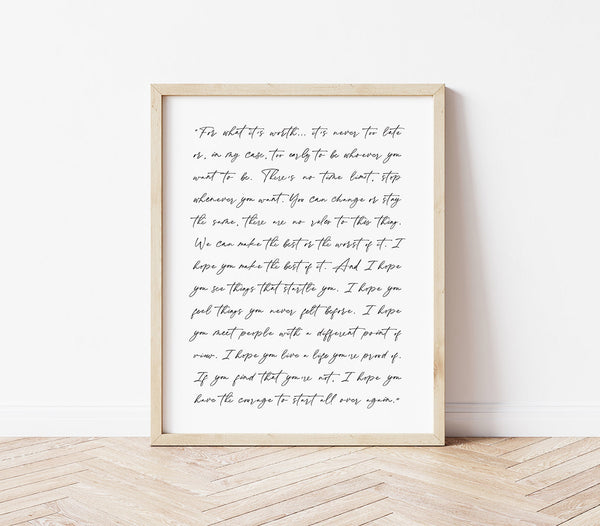 Custom Quote Script Print // Song Lyrics, Vows, Poem – Papermints
