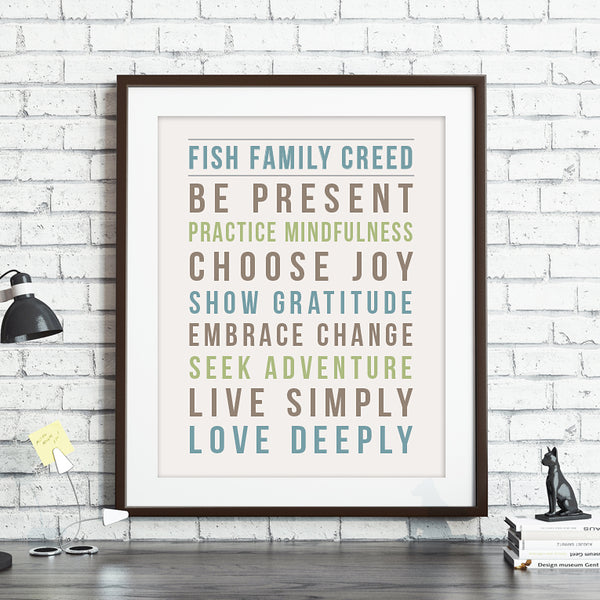 Personalized Family Creed Print // Bold Justified Text