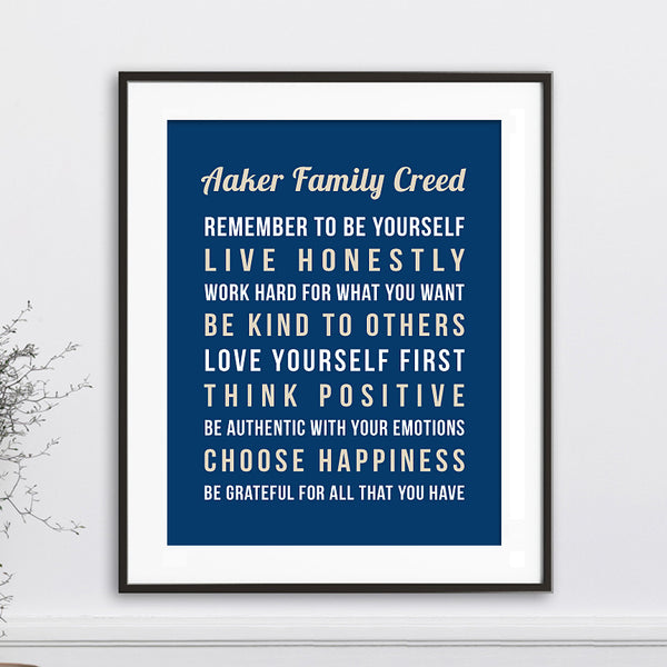 Personalized Family Creed Wall Art // Cursive & Bold Text