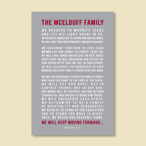 Personalized Family Mission Statement Print // Christian