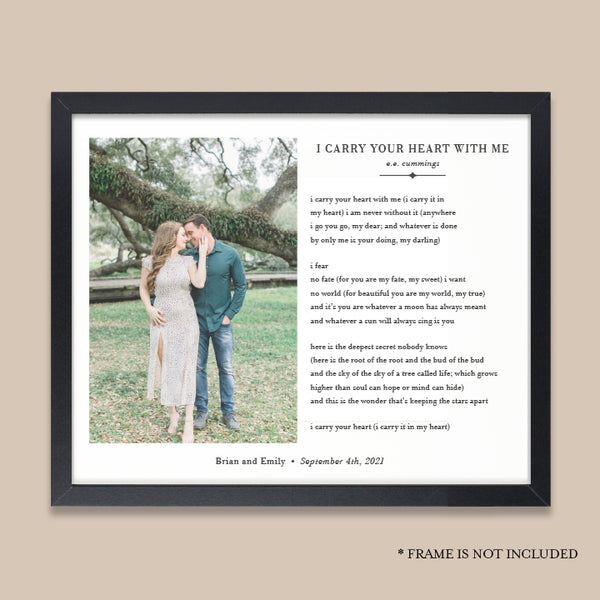 I Carry Your Heart With Me Photo Gift // Personalized Photo Print