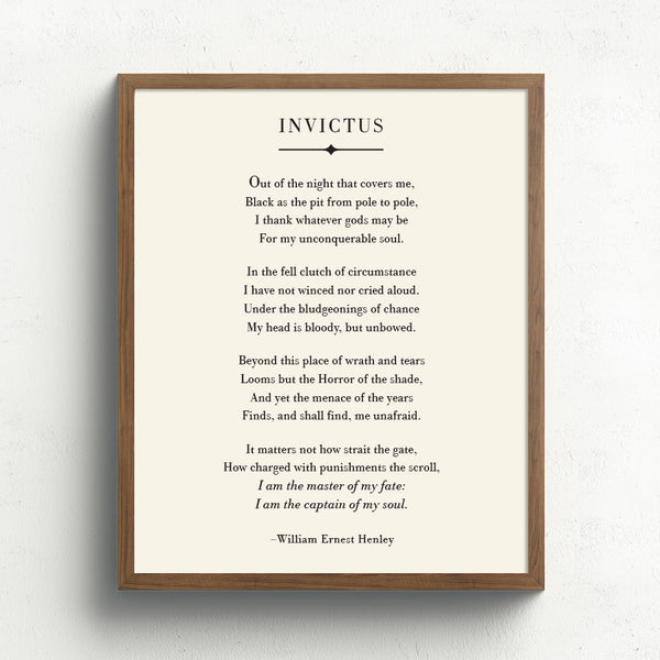 Invictus Poem Art Print // William Ernest Henley