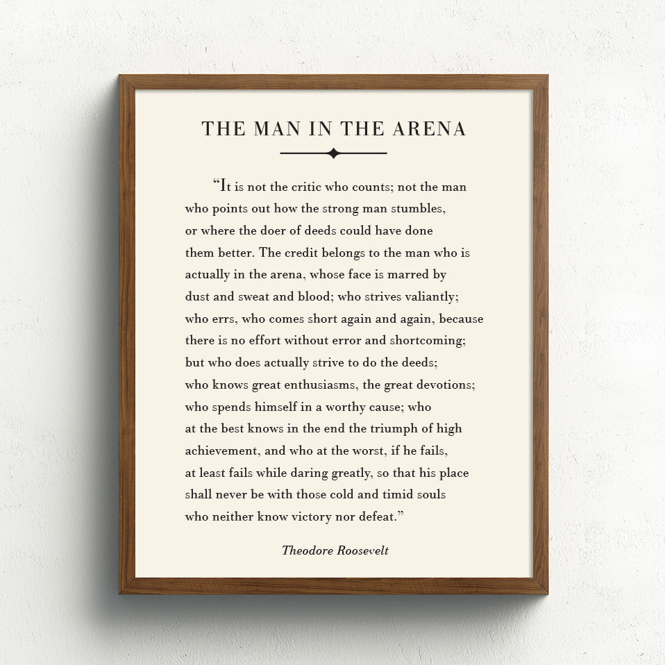 Man in the Arena Art Print // Inspirational Quote Print