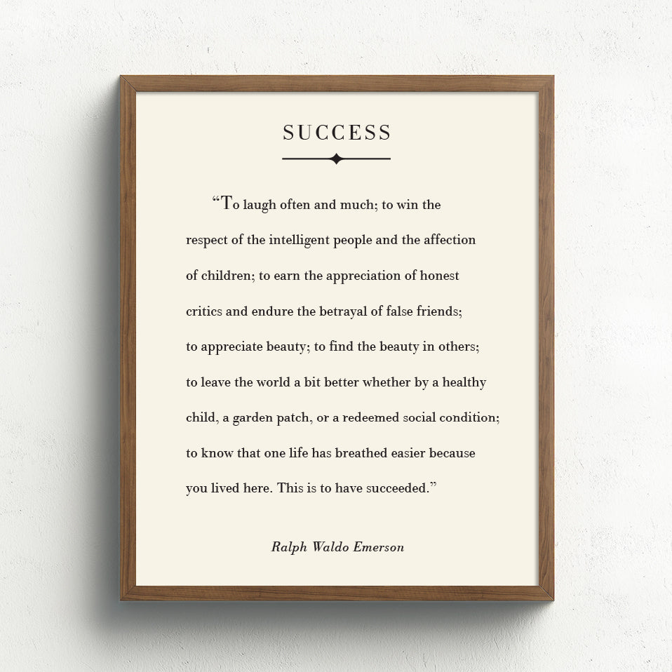 Success Quote Art Print // Ralph Waldo Emerson Poem