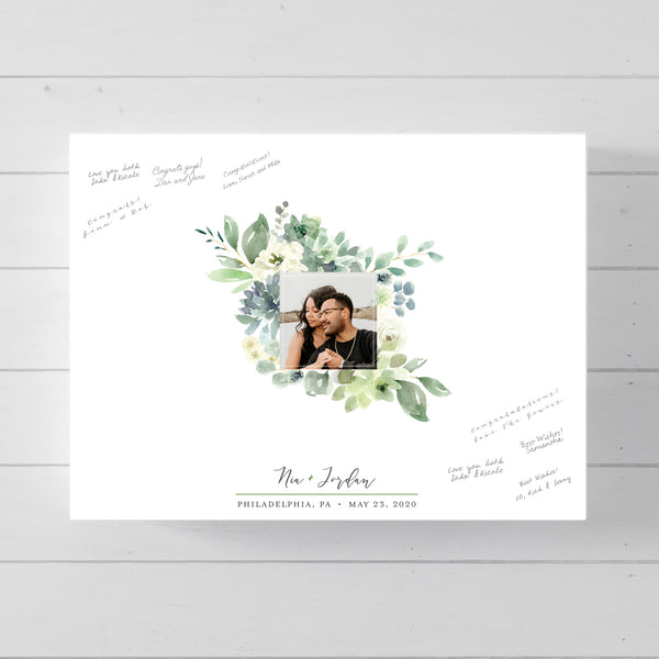 Modern Floral Photo Guest Book Alternative for wedding // Poster or Canvas